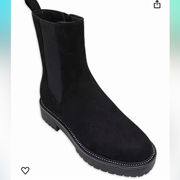 NWT NO BOX TIME AND TRU FAUX SUEDE BLACK ANKLE BOOTS BEADED SIDE ZIPPER SIZE 7 - Picture 1 of 8